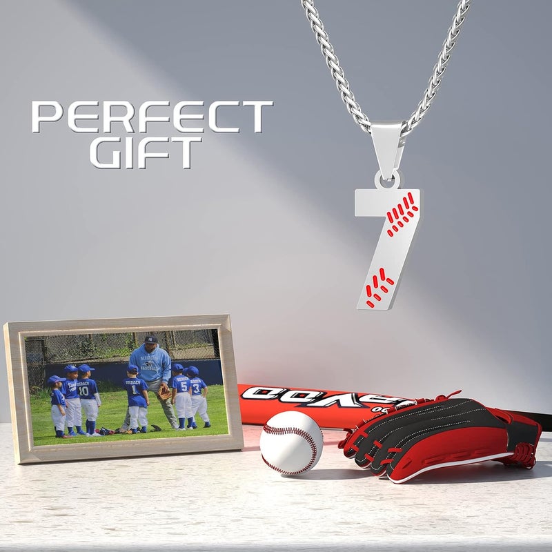 Wikavanli Personalized Baseball Jersey Number 00-99 Necklace - Stainless Steel Baseball Chain Pendant Necklace - Team Jewelry Gift for Boys, Girls, Men, Women - Image 4